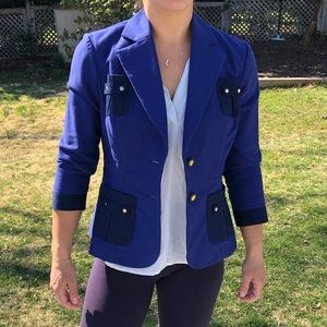 Royal and navy blue military inspired blazer
